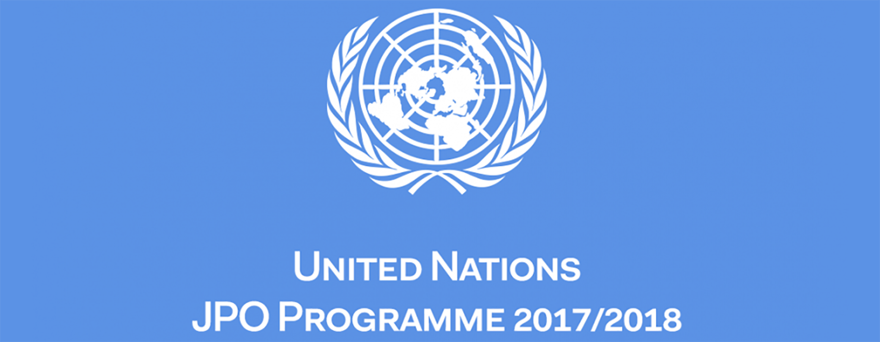 Logo delle Nazioni Unite su sfondo blu con il titolo JPO Programme 2017-2018