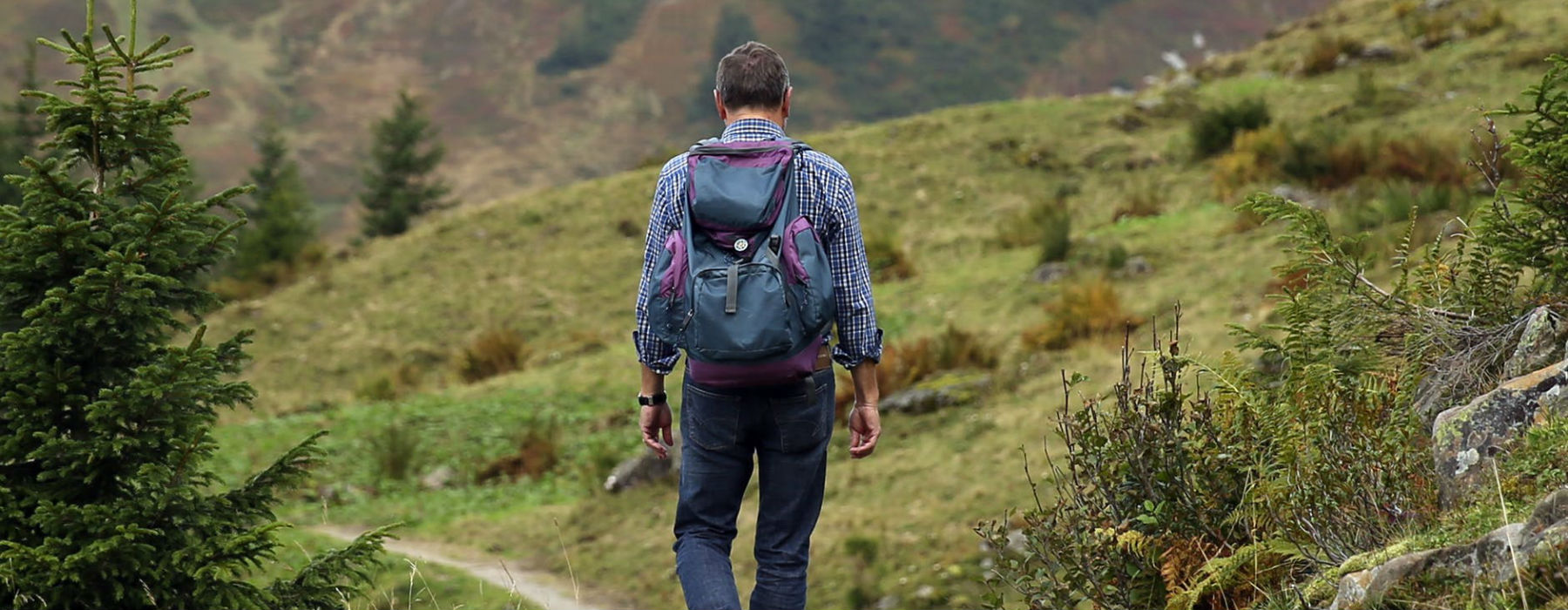 uomo che passeggia nella natura